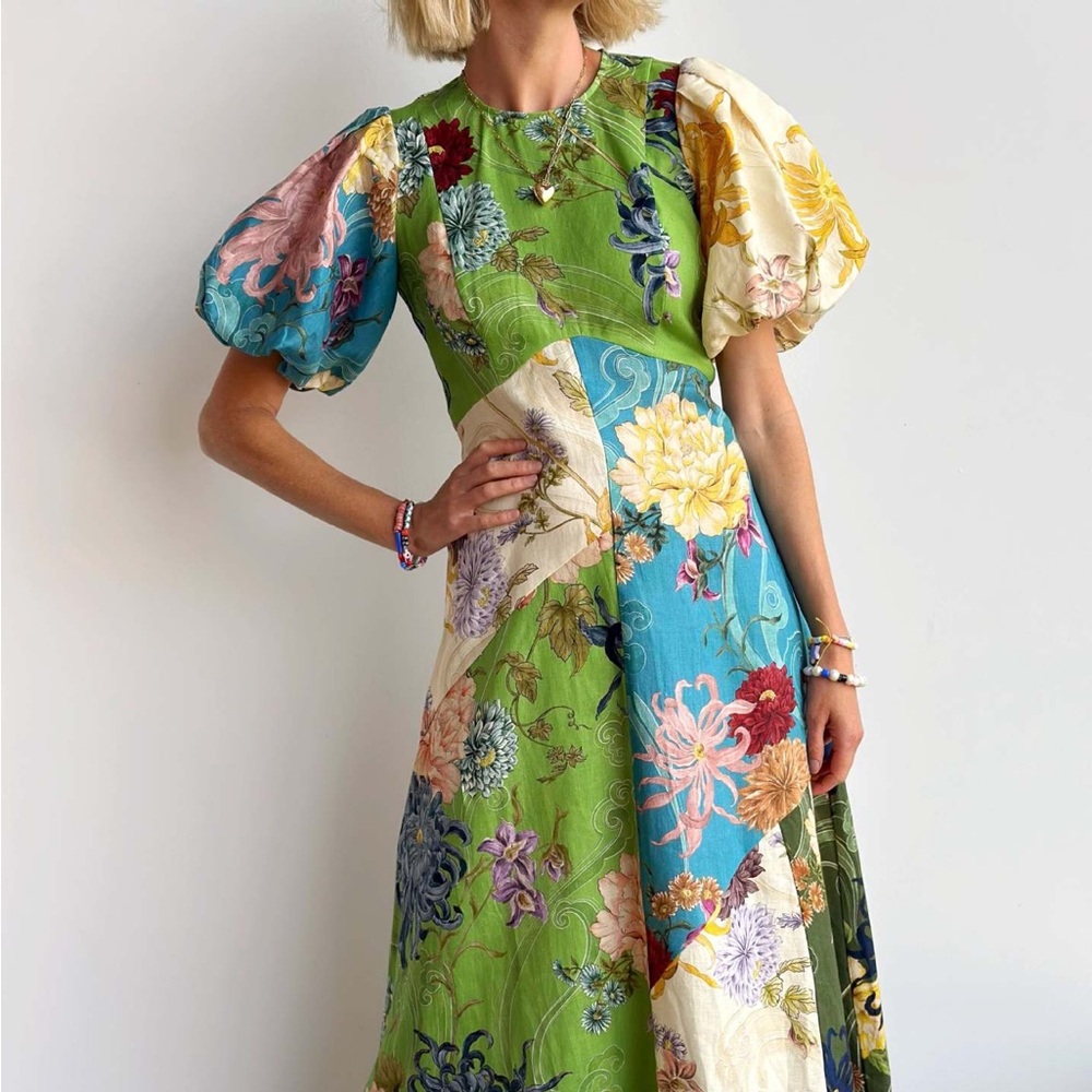 Zimmermann Multicolor Floral Patchwork Puff-Sleeve Maxi Dress - Picture 3 of 5